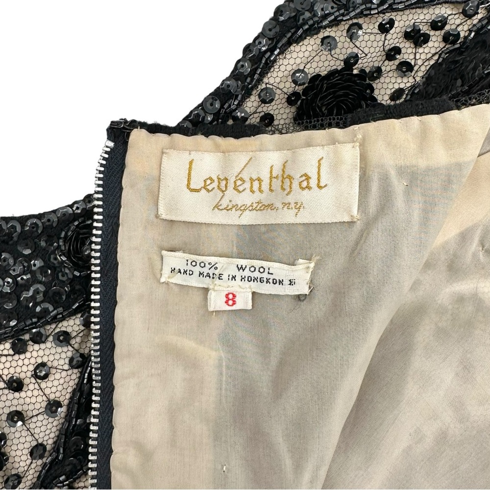 Designer Vintage Leventhal New York Beaded Wool & Lace Sleeveless Dress Top - Picture 5 of 6